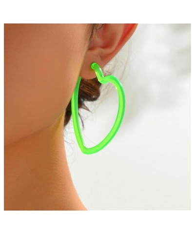 80 90s Retro Neon Earrings Colorful Big Retro Star Heart C Hoop earrings For Women Candy Color Acrylic Hoop Earrings Exaggera...