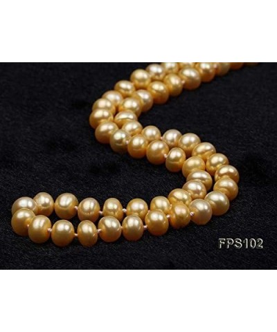 Necklace Set AA+ 6-7mm Golden Flat Round Freshwater Pearl Necklace Bracelet and Earrings Set Necklace Bracelet $28.04 Jewelry...