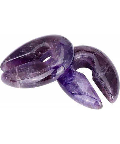 Cat's Eye Agate Opalite Hoop Stone Large Keyhole Stone Ear Stretchers Gauge 2g 0g 00g amethyst, 0g(8mm) $8.61 Body Jewelry