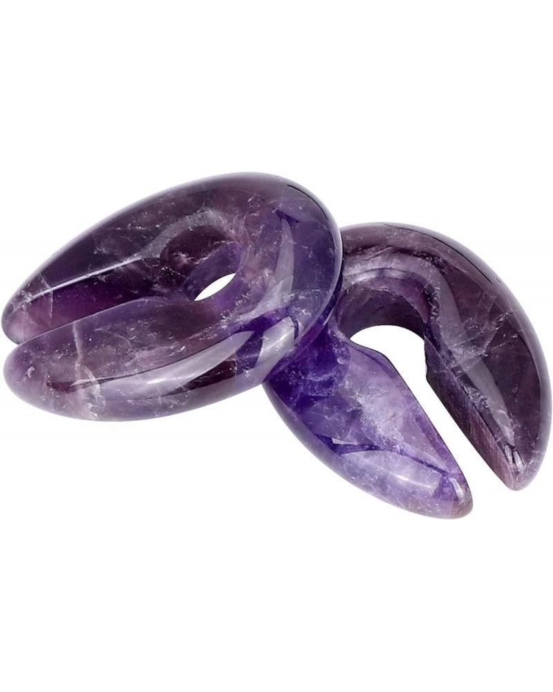 Cat's Eye Agate Opalite Hoop Stone Large Keyhole Stone Ear Stretchers Gauge 2g 0g 00g amethyst, 0g(8mm) $8.61 Body Jewelry