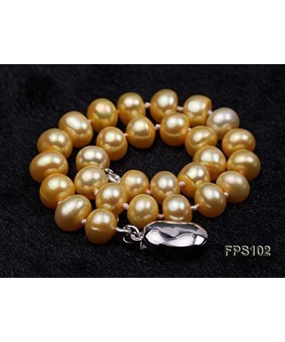 Necklace Set AA+ 6-7mm Golden Flat Round Freshwater Pearl Necklace Bracelet and Earrings Set Necklace Bracelet $28.04 Jewelry...