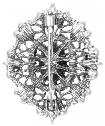 Women's Oval w/Marquise Crystal Elegant Vintage Banquet Hollow Filigree Brooch Black Antique Silver-Tone $9.90 Brooches & Pins