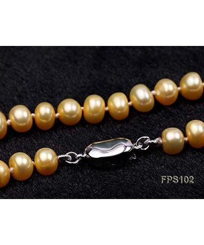 Necklace Set AA+ 6-7mm Golden Flat Round Freshwater Pearl Necklace Bracelet and Earrings Set Necklace Bracelet $28.04 Jewelry...