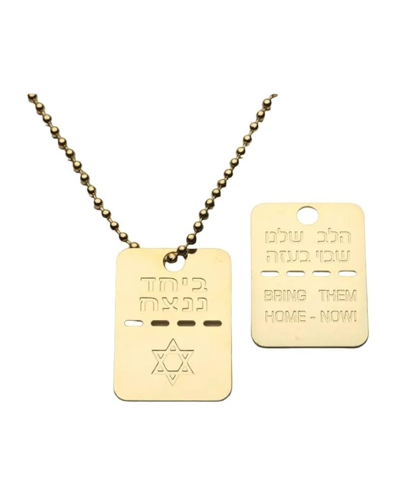 Gold Plated Bring Them Home Now Two Sides Tag Handmade Necklace Jewelry Women Men Unisex Chain Israel military necklace I Sta...