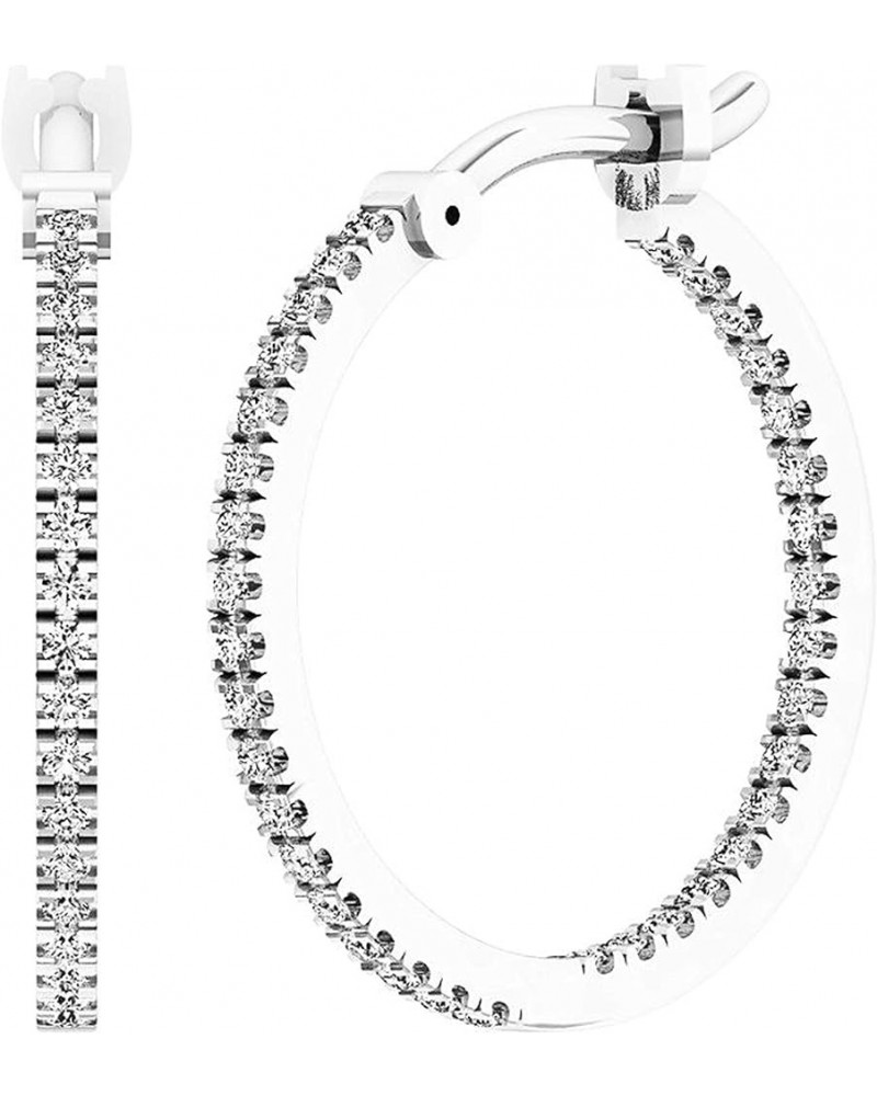 0.27 Carat (ctw) Round White Diamond Fine In And Out Hoop Earrings 1/4 CT, Available in Metal 10K/14K/18K Gold White Gold 10K...