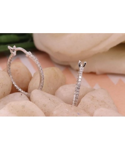 0.27 Carat (ctw) Round White Diamond Fine In And Out Hoop Earrings 1/4 CT, Available in Metal 10K/14K/18K Gold White Gold 10K...