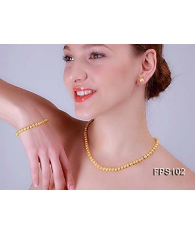 Necklace Set AA+ 6-7mm Golden Flat Round Freshwater Pearl Necklace Bracelet and Earrings Set Necklace Bracelet $28.04 Jewelry...