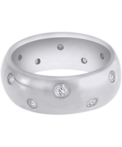 Cubic Zirconia Scattered Band Ring in 14k Gold Over Sterling Silver white-gold-plated-silver $65.10 Rings