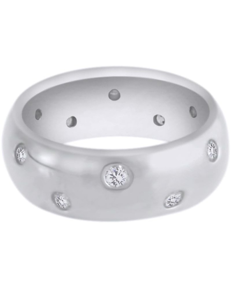 Cubic Zirconia Scattered Band Ring in 14k Gold Over Sterling Silver white-gold-plated-silver $65.10 Rings