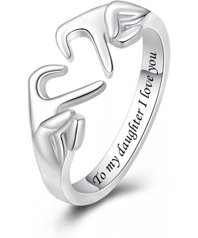 925 Sterling Silver Heart Claddagh Rings for Women Teen Girls, Adjustable White Gold Plated Ring Friendship Promise Love Hear...