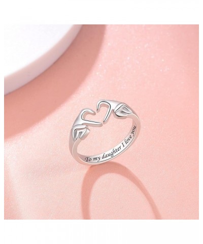 925 Sterling Silver Heart Claddagh Rings for Women Teen Girls, Adjustable White Gold Plated Ring Friendship Promise Love Hear...