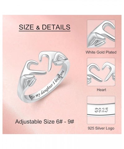 925 Sterling Silver Heart Claddagh Rings for Women Teen Girls, Adjustable White Gold Plated Ring Friendship Promise Love Hear...