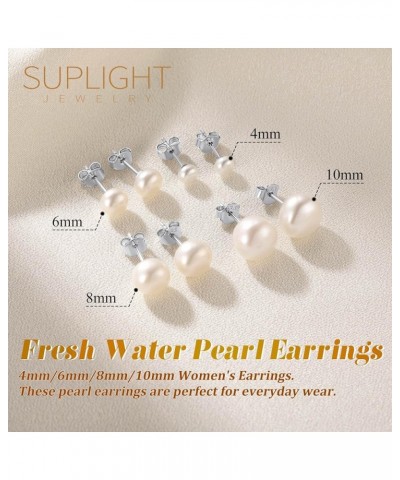 925 Stelring Silver Natural Freshwater Pearl Non Piercing Clip On Stud Earrings/Dangle Earrings 4mm-10mm, Cultured Pearl Jewe...