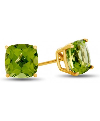 Solid 10k White Gold or 7x7mm Cushion-Cut Stone Post-With-Friction-Back Stud Earrings Peridot Yellow Gold $36.75 Earrings
