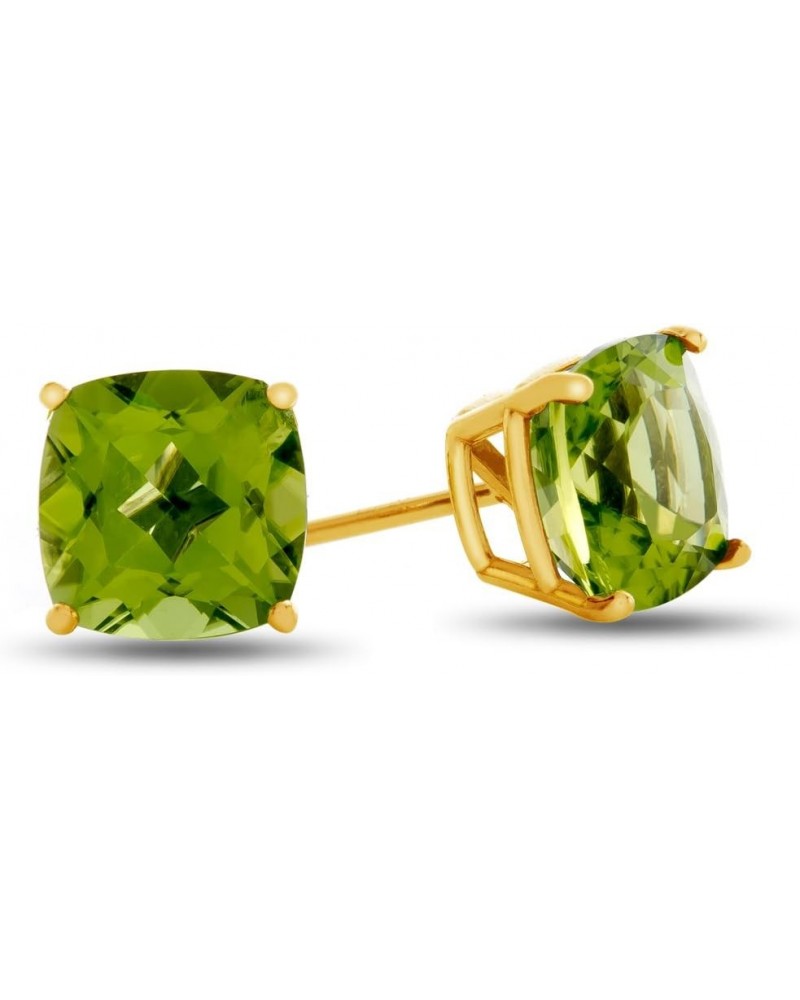 Solid 10k White Gold or 7x7mm Cushion-Cut Stone Post-With-Friction-Back Stud Earrings Peridot Yellow Gold $36.75 Earrings