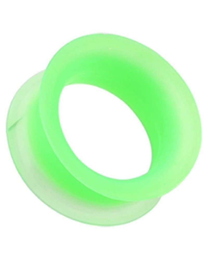 Ultra Thin Flexible Silicone Ear Skin Double Flared Ear Gauge Tunnel Plug (Sold by Pair) 00 GA, Green $8.69 Body Jewelry