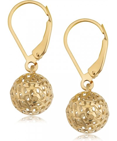 Real 14k Yellow Gold White Gold or Rose Gold Filigree Ball Earrings Minimalist Jewelry for Women Yellow Gold $61.50 Earrings