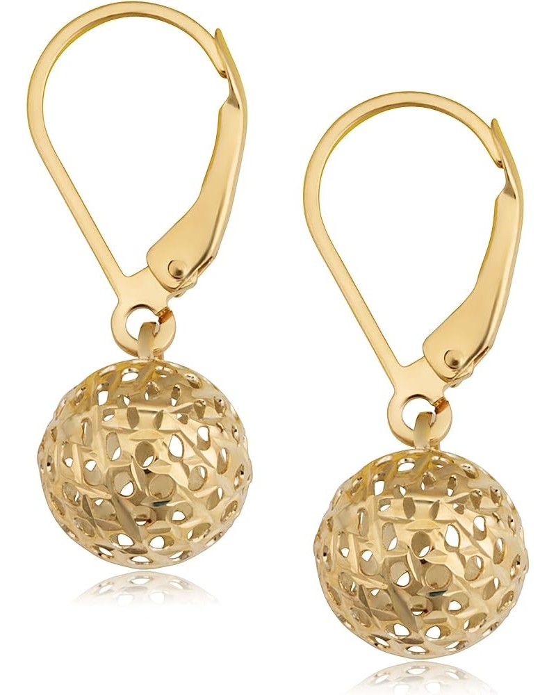 Real 14k Yellow Gold White Gold or Rose Gold Filigree Ball Earrings Minimalist Jewelry for Women Yellow Gold $61.50 Earrings