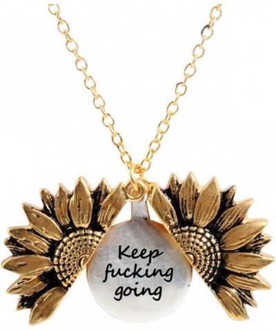 You are My Sunshine Inspiring Engraved Necklace Memorial hidden message Sunflower Locket Necklace (keep f*cking going) $7.13 ...