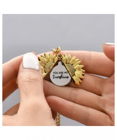 You are My Sunshine Inspiring Engraved Necklace Memorial hidden message Sunflower Locket Necklace (keep f*cking going) $7.13 ...