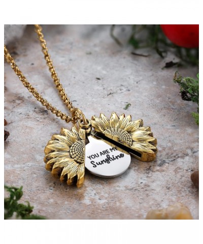 You are My Sunshine Inspiring Engraved Necklace Memorial hidden message Sunflower Locket Necklace (keep f*cking going) $7.13 ...