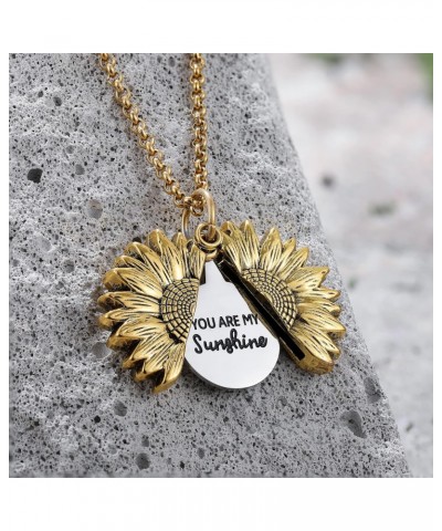 You are My Sunshine Inspiring Engraved Necklace Memorial hidden message Sunflower Locket Necklace (keep f*cking going) $7.13 ...