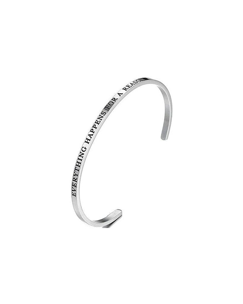 Stainless Steel Inspiration Mantra Cuff Bangle Bracelet Graduation Gift Everything Happens for a Reason $9.52 Bracelets