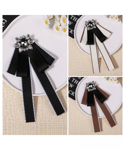 Chic Ribbon Bow brooch pins Cute Rhinestone Bow Tie Brooch Neck Tie for Working Party Accessories Pre-Tied for Girl Women Bro...