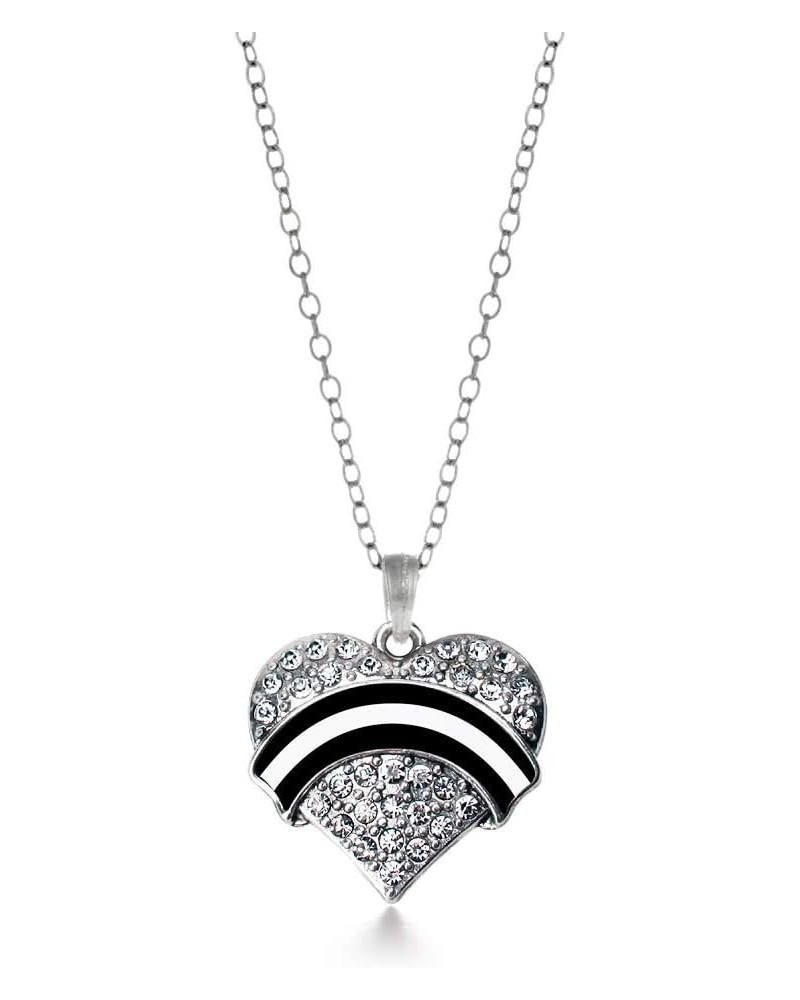 Silver Pave Heart Charm 18 Inch Necklace with Cubic Zirconia Jewelry EMS Support $10.99 Necklaces