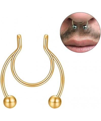 2023 New 1 Pcs Nose Rings Hoop 18 Gauge Non Piercing Stainless Steel Clip On Faux Septum Clicker Nose Hoop Ring Piercings Jew...