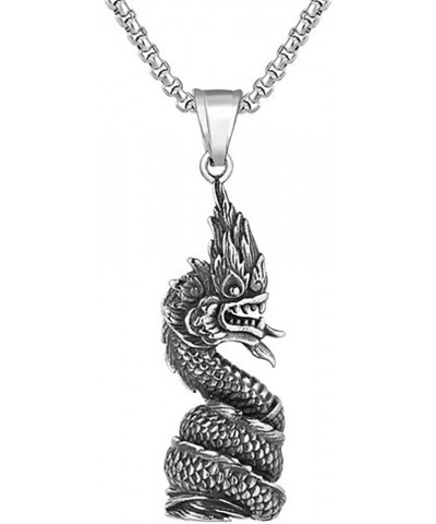 Men's Necklace Pendant for Men Boys with 23.6'' Stainless Steel Box Chain 105-Orient Dragon $5.49 Necklaces