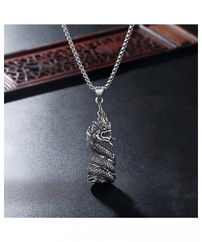 Men's Necklace Pendant for Men Boys with 23.6'' Stainless Steel Box Chain 105-Orient Dragon $5.49 Necklaces