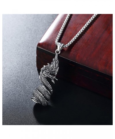 Men's Necklace Pendant for Men Boys with 23.6'' Stainless Steel Box Chain 105-Orient Dragon $5.49 Necklaces