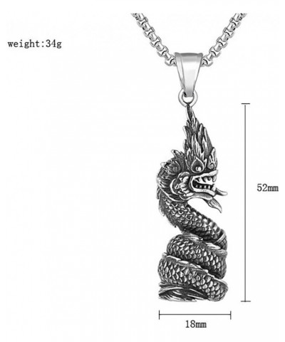 Men's Necklace Pendant for Men Boys with 23.6'' Stainless Steel Box Chain 105-Orient Dragon $5.49 Necklaces