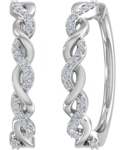 1/5 Carat Diamond Twisted Hoop Earrings in 10K Gold White Gold $114.75 Earrings