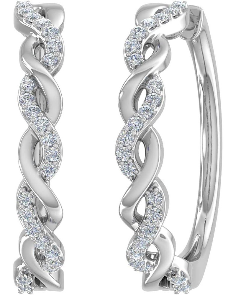 1/5 Carat Diamond Twisted Hoop Earrings in 10K Gold White Gold $114.75 Earrings