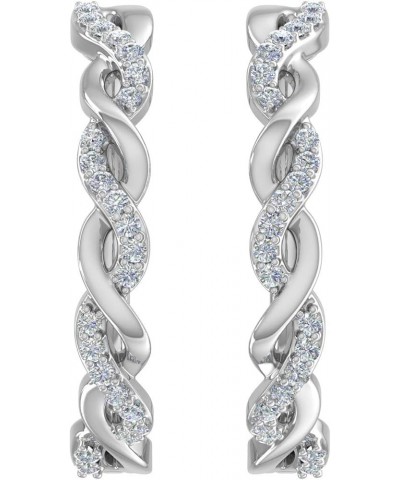 1/5 Carat Diamond Twisted Hoop Earrings in 10K Gold White Gold $114.75 Earrings