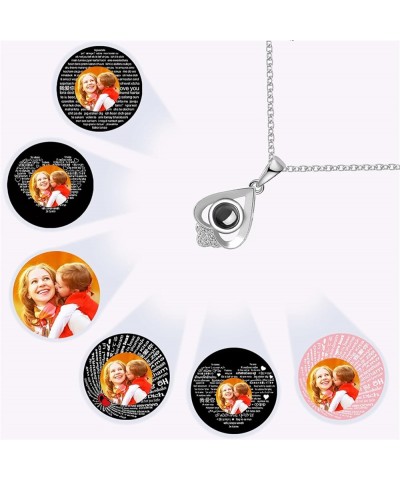 Personalized Heart Photo Projection Necklace for Women Custom Mom Picture Necklace I Love You 100 Languages Necklace Style 5 ...