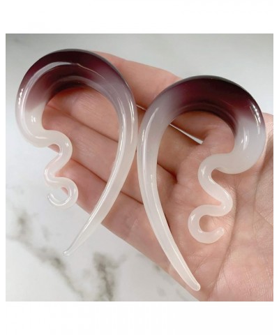 2PC Glass Ear Tapers Plugs 4G-14mm Handmade Hanger Gauges Piercing Jewelry Set 2G (6mm), Purple White $10.82 Body Jewelry