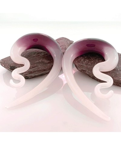 2PC Glass Ear Tapers Plugs 4G-14mm Handmade Hanger Gauges Piercing Jewelry Set 2G (6mm), Purple White $10.82 Body Jewelry