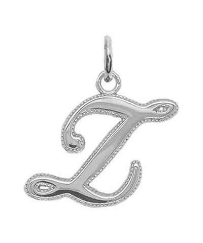 Solid 10k White Gold Personalized Initial Letter Pendant, Cursive-Style A-Z Initial Pendant for Women and Men, White Gold Let...