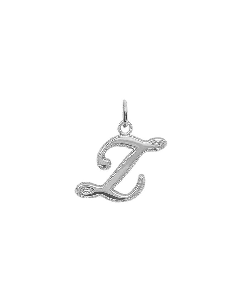 Solid 10k White Gold Personalized Initial Letter Pendant, Cursive-Style A-Z Initial Pendant for Women and Men, White Gold Let...