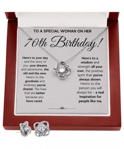 70th Birthday Gifts For Women, Best Gifts For 70 Year Old Woman, Stainless Steel, Cubic Zirconia LED Knot Earrings Set 70th W...