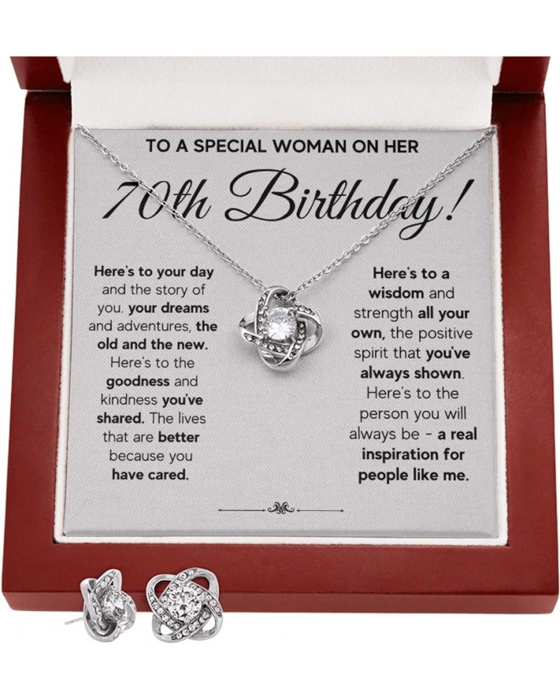 70th Birthday Gifts For Women, Best Gifts For 70 Year Old Woman, Stainless Steel, Cubic Zirconia LED Knot Earrings Set 70th W...