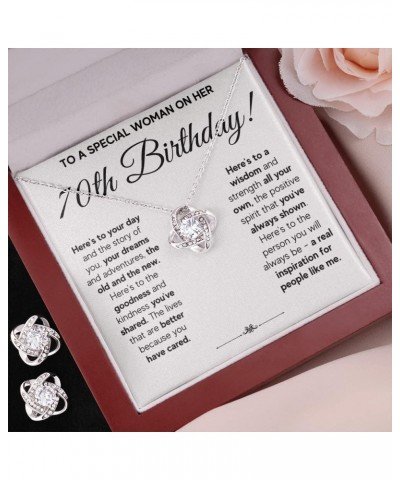 70th Birthday Gifts For Women, Best Gifts For 70 Year Old Woman, Stainless Steel, Cubic Zirconia LED Knot Earrings Set 70th W...