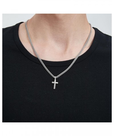 Simple Cross Necklace for Men Women with 18-26 Inch Chunky Cuban Chain, Durable Stainless Steel Black Gold Silver Cross Penda...