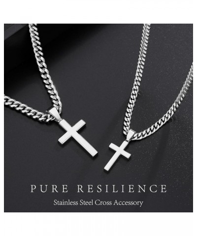 Simple Cross Necklace for Men Women with 18-26 Inch Chunky Cuban Chain, Durable Stainless Steel Black Gold Silver Cross Penda...