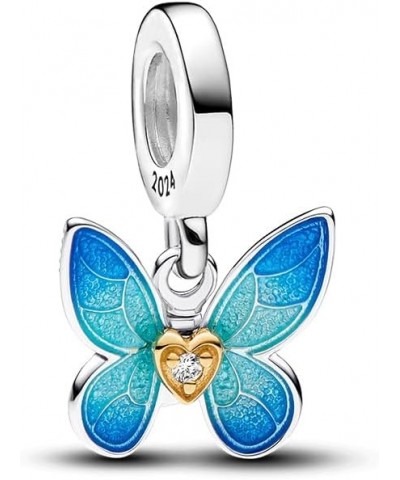 Charm 925 Sterling Silver Pendant,Girl Jewelry Beads Gifts for Women Bracelet&Necklace Blue Butterfly Dangle $8.84 Bracelets