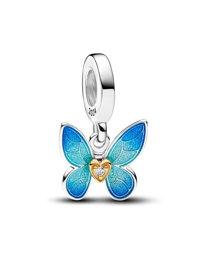 Charm 925 Sterling Silver Pendant,Girl Jewelry Beads Gifts for Women Bracelet&Necklace Blue Butterfly Dangle $8.84 Bracelets