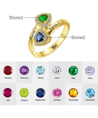 10K/14K/18K Solid Gold Personalized 1-2 Names Ring with CZ Birthstone for Women,Custom Family 1-2 Birthstones Rings for Mom G...